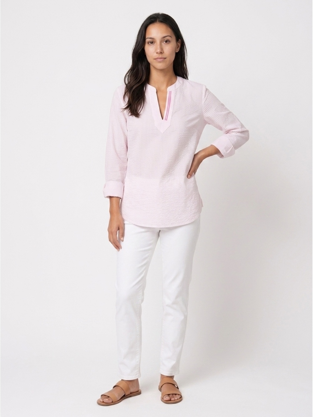 NWT Vineyard Vines Performance Savannah Harbor Top Size S Pink Seersucker